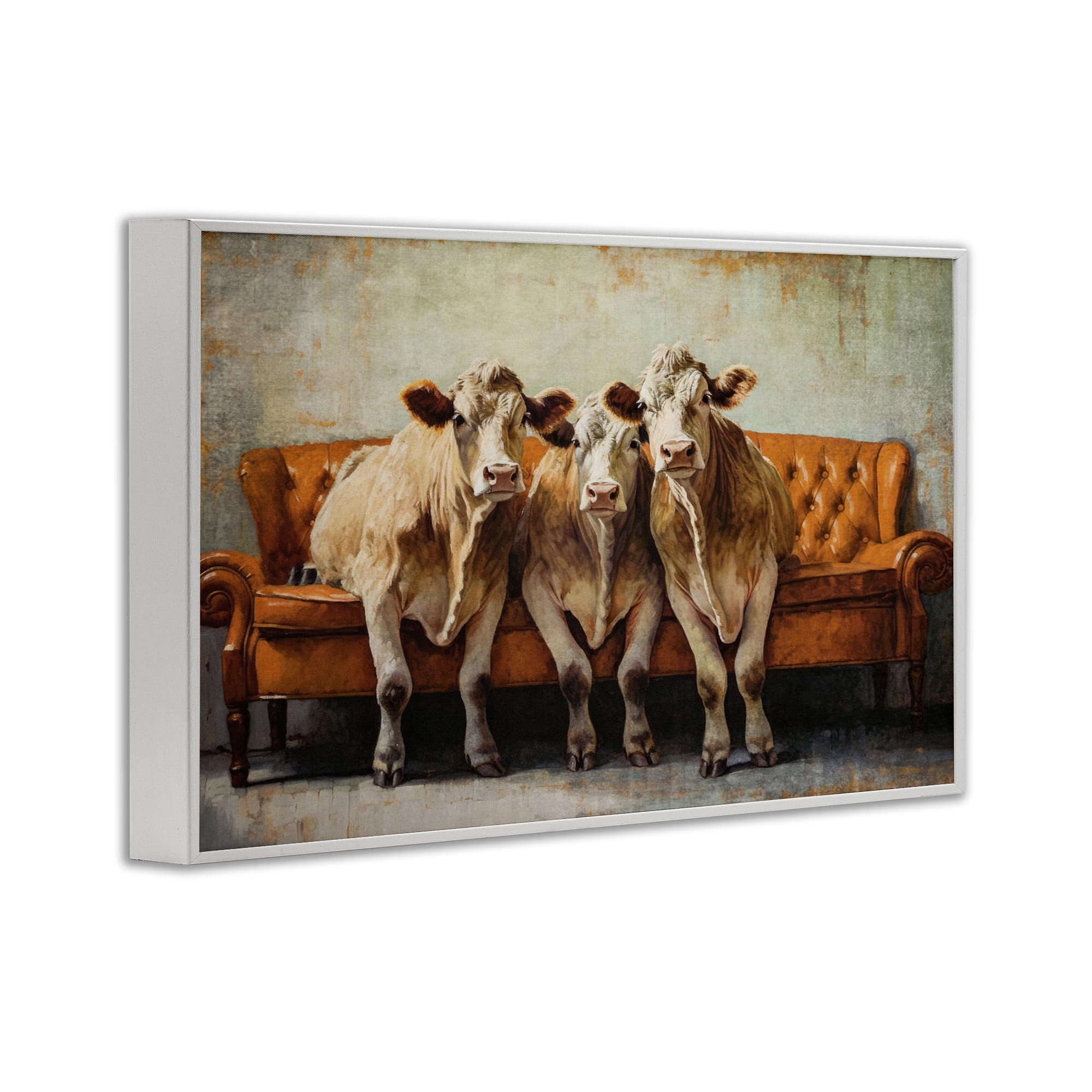 Stupell Industries Cows Just Chillin' White Framed Giclee Art, design by Tina LeCour