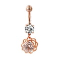 thumbnail image 2 of SmartBy Belly Button Rings Stainless Steel Hollow Flower Dangle Body Piercing Jewelry Rhinestone Navel Ring for Women, 2 of 7