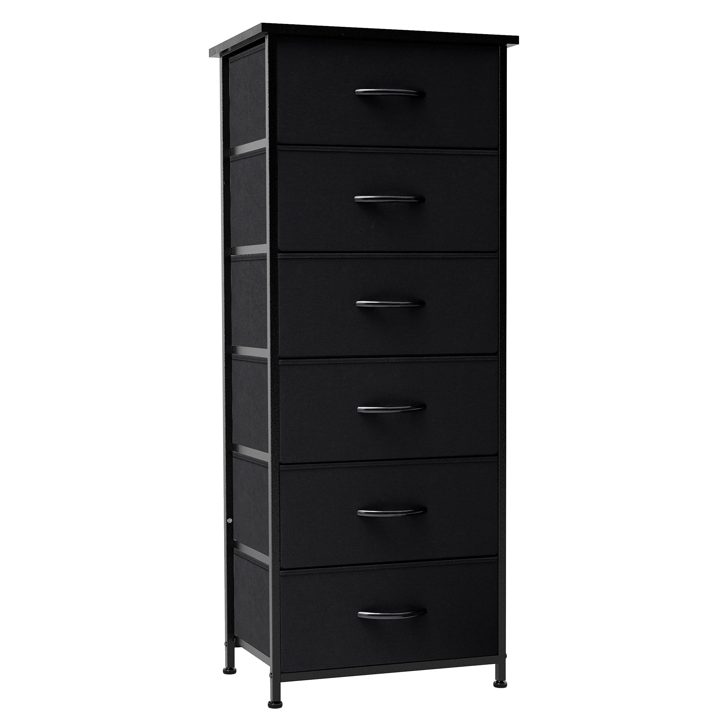 Crestlive Products Vertical Dresser Storage Tower with Wood Top Black