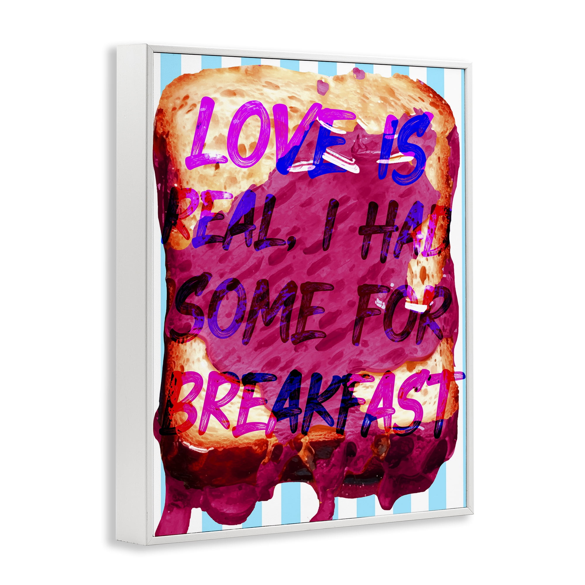 Stupell Industries Love Is Real Breakfast Food & Beverage Painting White Framed Art Print Wall Art, 11 x 14
