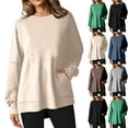 thumbnail image 2 of Utoimkio Tunic Tops for Women Plus Size Long Sleeve Solid Color Shirts Crewneck Pullover Tee Blouses for Women, 2 of 6