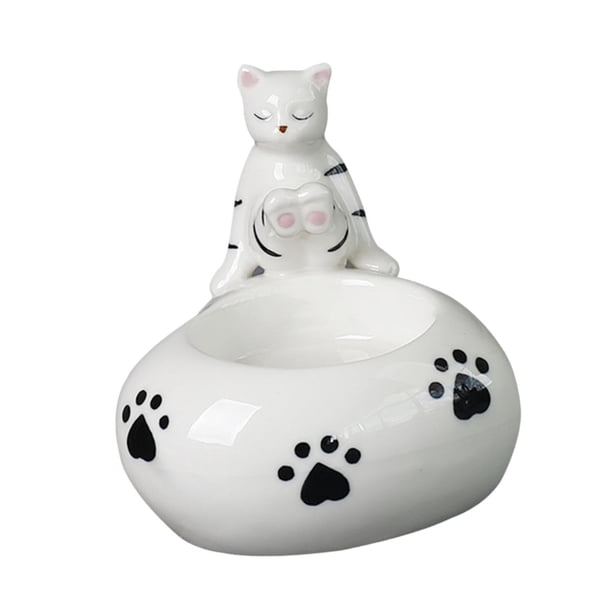Escultura de figura de gato, portavelas para velas de té, estatua decorativa creativa para comedor, sala de estar, bar, chimenea, dormitorio Blanco