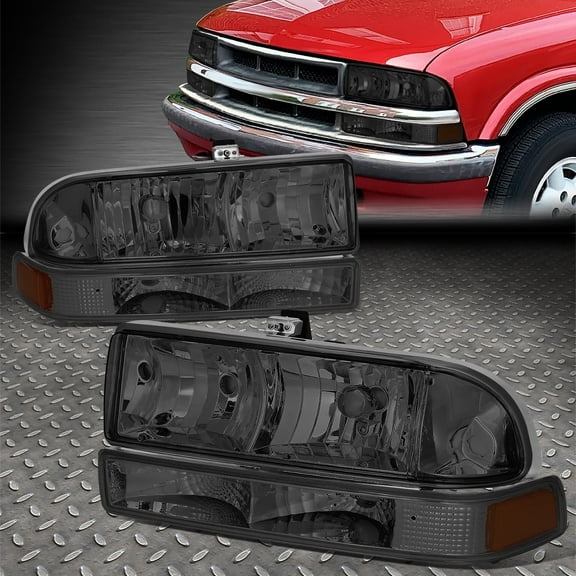 NUVISION for 98-04 Chevy S10 Pickup Blazer Smoked/Amber Corner Headlight Bumper Head Lamp