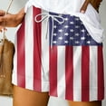 thumbnail image 2 of XIAfhje Shorts For Women Flag Print Casual Loose Independence Day Shorts Stretch High Waist With Drawstring Short Pants Wide Leg Shorts Vacation Trendy Shorts With Pockets, 2 of 4