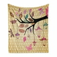 thumbnail image 1 of Dragonfly Soft Flannel Fleece Throw Blanket, Tree Branch with Original Lantern and Leaves on Polka Dots Backdrop Ethnic, Cozy Plush for Indoor and Outdoor Use, 70" x 90", Multicolor, by Ambesonne, 1 of 6