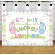 Blue or Pink Golf Gender Reveal Background Our Little Caddie Will Be What She or He Party Golf Gender Reveal Banner Boys and Girls Photo Booths