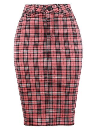 Hot pink outlet blue plaid skirt