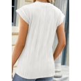 thumbnail image 4 of Womens Trendy Tops Short Sleeve Round-Neck Textured T Shirts Button-Down Business Dressy Casual Tee Blouses, 4 of 6