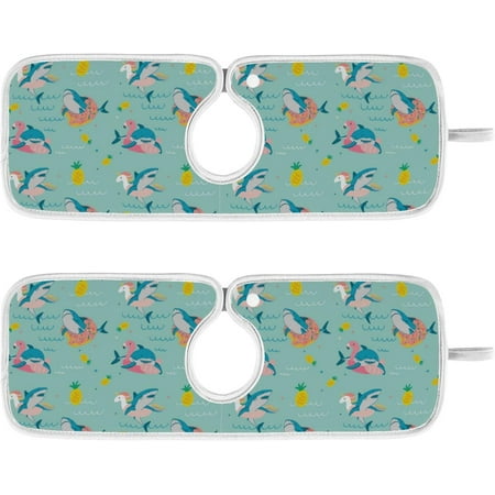 

Shark Funny Summer Sink Splash Guard for Faucet 2 Packs Faucet Absorbent Mats Beach Sea Doodle Faucet Handle Drip Catcher Quickly Drying Mat for Kitchen Counter Bathroom RV