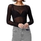 thumbnail image 3 of Women See-through Long Sleeve Seamless Arm Shaper Top Mesh Shirt Blouse, 3 of 3