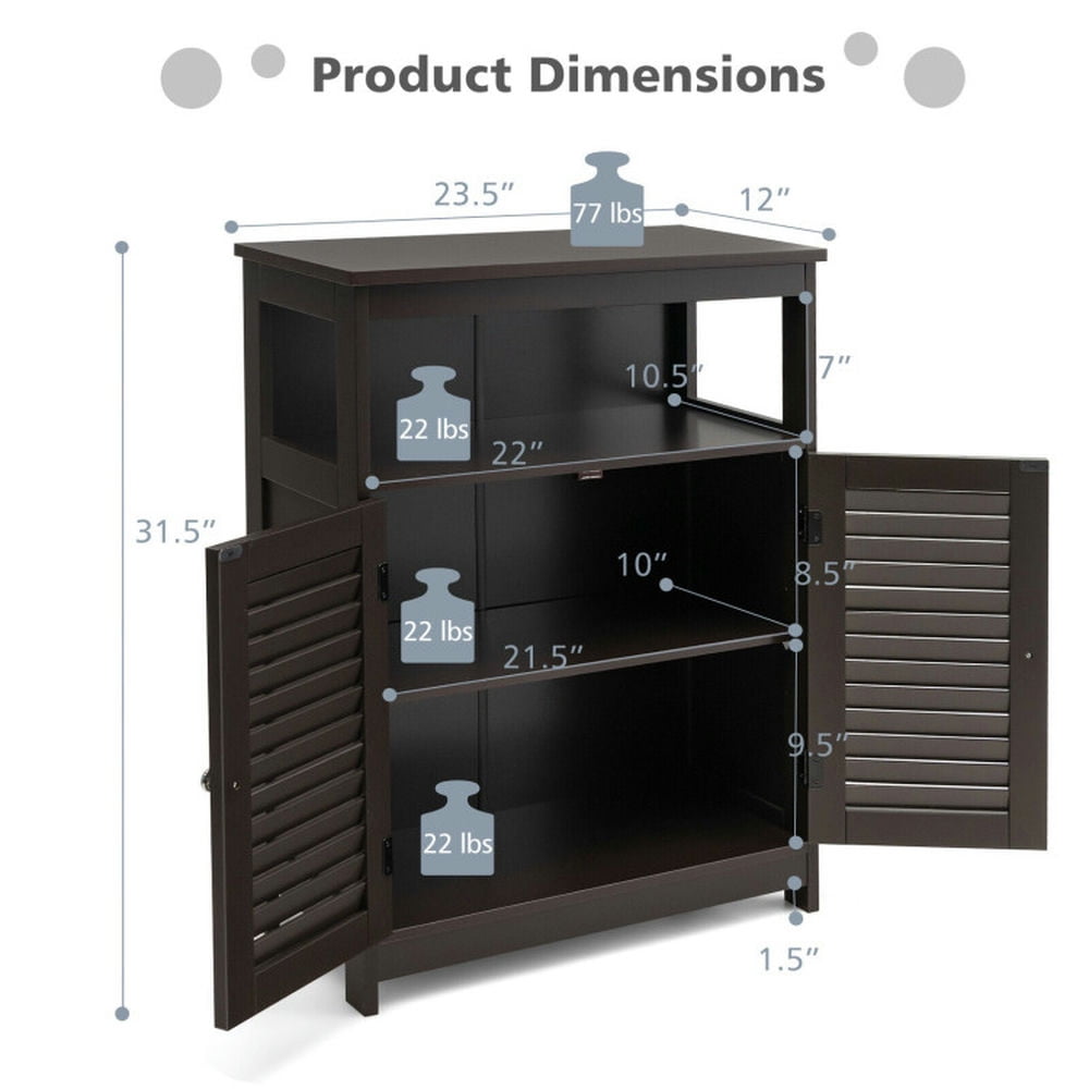 Finihen Bathroom Storage Cabinet, Bathroom Floor Cabinet, Wood Freestanding Bathroom Storage Cabinet with Double Shutter Door, for Bathroom, Living Room, Bedroom, Kitchen, Brown Finihen Bathroom Storage Cabinet, Bathroom Floor Cabinet, Wood Freestanding Bathroom Storage Cabinet with Double Shutter Door, for Bathroom, Living Room, Bedroom, Kitchen, Brown