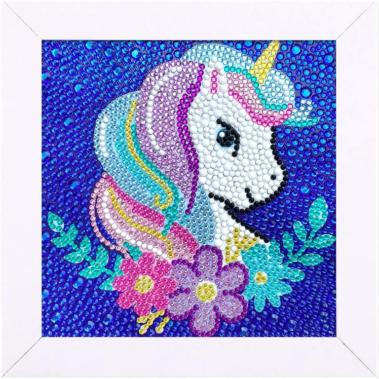 SunUtopia Small and Easy DIY 5D Diamond Painting Kits with Frame for  Beginner with White Frame for Kids - F-Unicorn Pictures