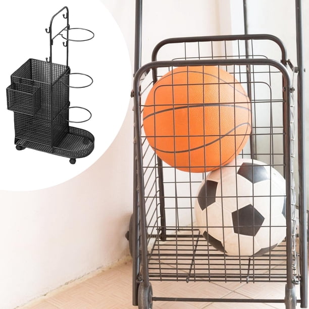 Estante de almacenamiento de pelotas para interiores, práctico organizador de equipo deportivo con ruedas para rodillos de espuma, mancuernas, fútbol