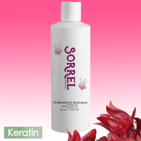 Keratin Beneficial Shampoo Low Lather Cleanser for Dry, Damaged or Processed hair, Organic Hibiscus, Color Care, Nourishing, Healthy Shiny & Strong hair by Sorrel Cosmetics 32 oz 1000 (Best Shampoo For Chemically Damaged Hair)