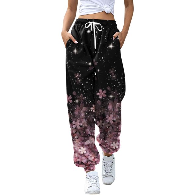 TSADFHJI Jupes en Satin pour Femmes Longues Dames Mode Décontractée Rétro Cordon de Serrage Pantalons de Sport Imprimés L