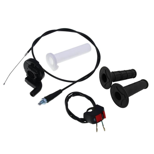 Puños de acelerador de repuesto para motocicleta de 7/8" (22 mm) con Kill (250 cc) Negro