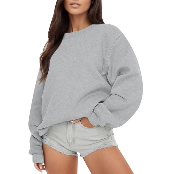 Yuanlong Womens Sweatshirts Oversized Long Sleeve Round Neck Sweat Shirts Spring Autumn Loose Fit Pollover Hoodie Tops