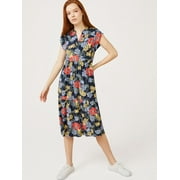 Free Assembly Women’s Short Sleeve Split Neck Midi Dress