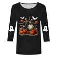 thumbnail image 6 of Godom Halloween Shirts Pumpkin Shirt Women Cute Ghost Blouse Casual Fall Graphic 3/4 Sleeve Tee Tops, 6 of 6