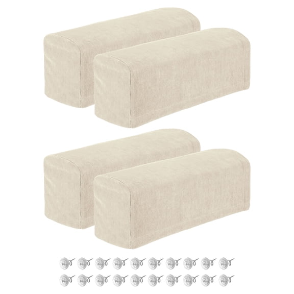 4Pack Stretch Armrest Covers, Chenille Armchair Slipcovers, Cream