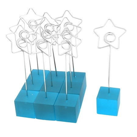 Large Metal Memo Clips - Office Cube Shaped Base Star Design Clamp Photos Paper Memo Clip Blue 10 PCS