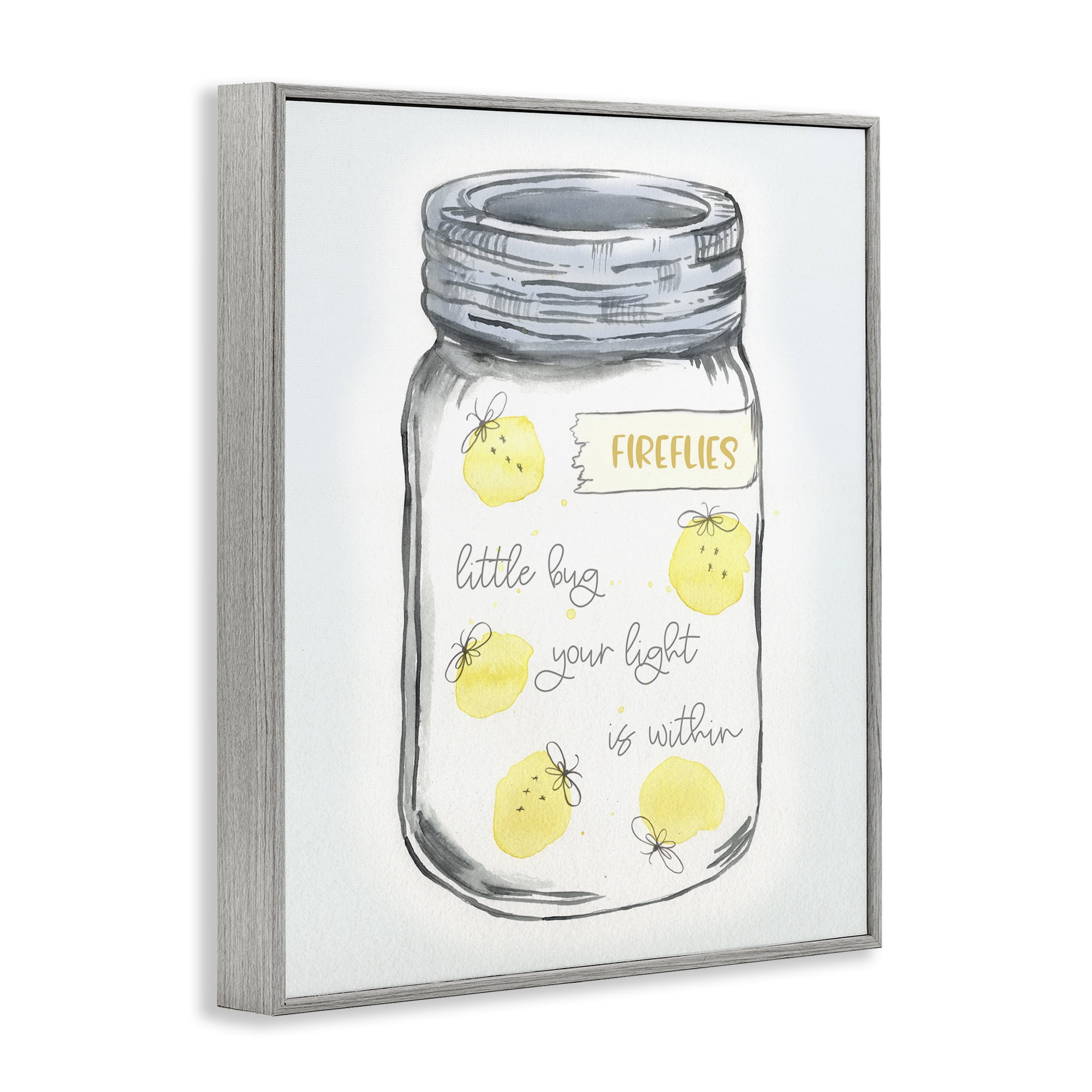 Stupell Industries Firefly Light Phrase Typography Painting Gray Framed Art Print Wall Art, 24 x 30