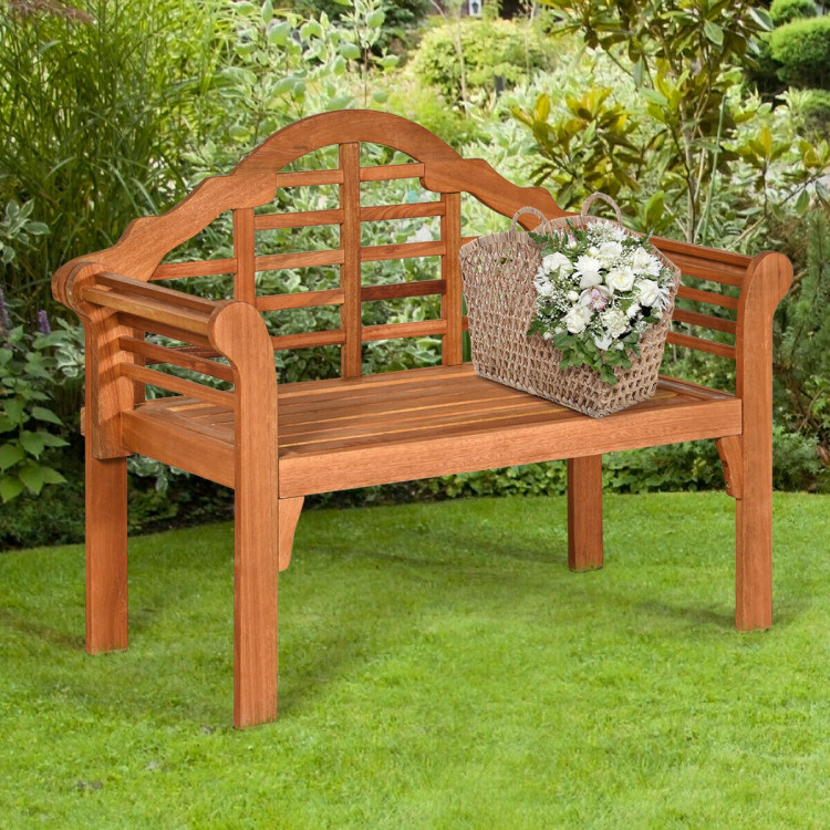 EEPHO 49 Inch Eucalyptus Wood Outdoor Folding Bench with Backrest Armrest for Patio Garden - image 4 of 6