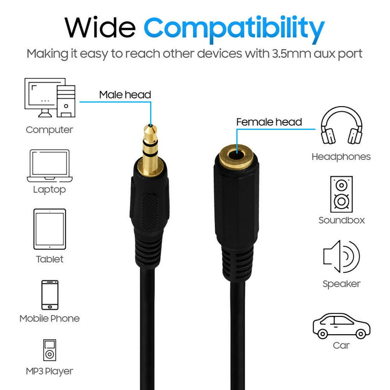 Cmple - 6FT 3.5mm to RCA Audio Stereo Cable, 3.5mm to 2-Male RCA Adapter  Audio Cable, Y Splitter Design Stereo Audio RCA Male Cable, AUX Cord for