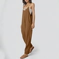 thumbnail image 5 of 2025 Fashion Jumpsuits for Women Casual Plus Size Casual Solid Color Cold Shoulder Jumpsuit Solid Suspender Jumpsuits Wide Pocket Leg Pant, 5 of 8