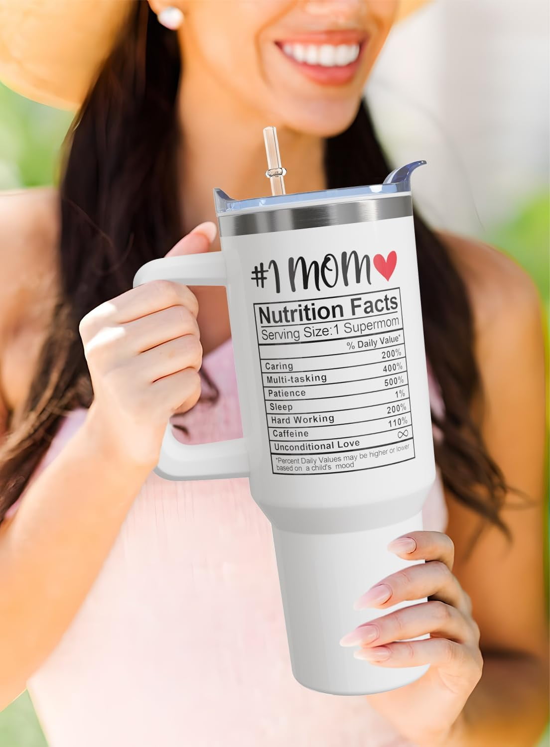 Mothers Day Gifts for Mom - 40 oz Tumbler with Handle and Straw, Vacuum Insulated Water Bottle Stainless Steel, Leak Proof Travel Mug Funny Mama Cup for Women Birthday Christmas Gift from Daughter Son