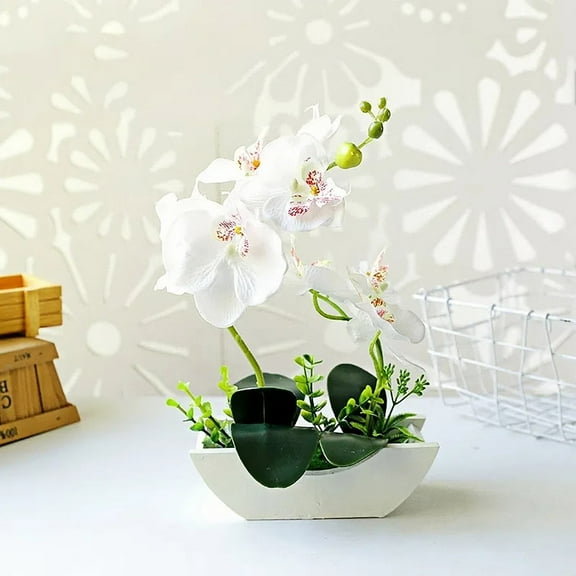 Artificial Phalaenopsis Orchid Plant In Ceramic Pot Large Fake Flowers For Home Decor Table Centerpiece Wedding Decoration Indoor