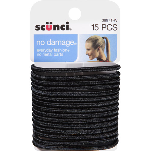2 Pack Scunci No Damage Hair Ties Black Satin 15 Count