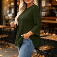 thumbnail image 6 of SuTry Plus Size Women's Sweatshirt Crew Neck 3/4 Sleeve Quilted Pullover with Curved Hem for Casual Fall Days and Cozy Lounging, 6 of 8