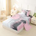 thumbnail image 2 of Homewish Pink Oil Painting Twin Sheets,Classic Abstract Geometric Bedding,3pcs,1 Fitted Sheet and 1 Pillowcase, 2 of 6