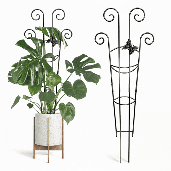 30In Taller Plant Trellis for Climbing Plants, Monstera Plant Support Stakes for Outdoor Plants, Expandable Metal Trellis for Potted Plants Climbing Stakes for Garden Vines Flowers(Butterfly)
