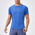thumbnail image 2 of Men's Running Fitness Quick Dry T-Shirt Training Short Sleeve Basic Shirt for Sports Exercise,XXL,Blue, 2 of 9