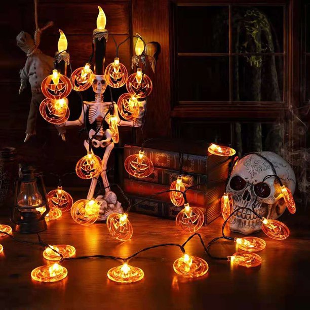Heitepabg Halloween Flat Pumpkin LED String Lights USB and Infrared