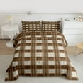 thumbnail image 2 of Homewish Classic Geometric Plaid Bedding Comforter Set,Modern Geometric Twin Comforter Sets,Brown Grid Bedding Set For Boys Kids,Super Cozy Room Decor Reversible,2pcs, 2 of 8