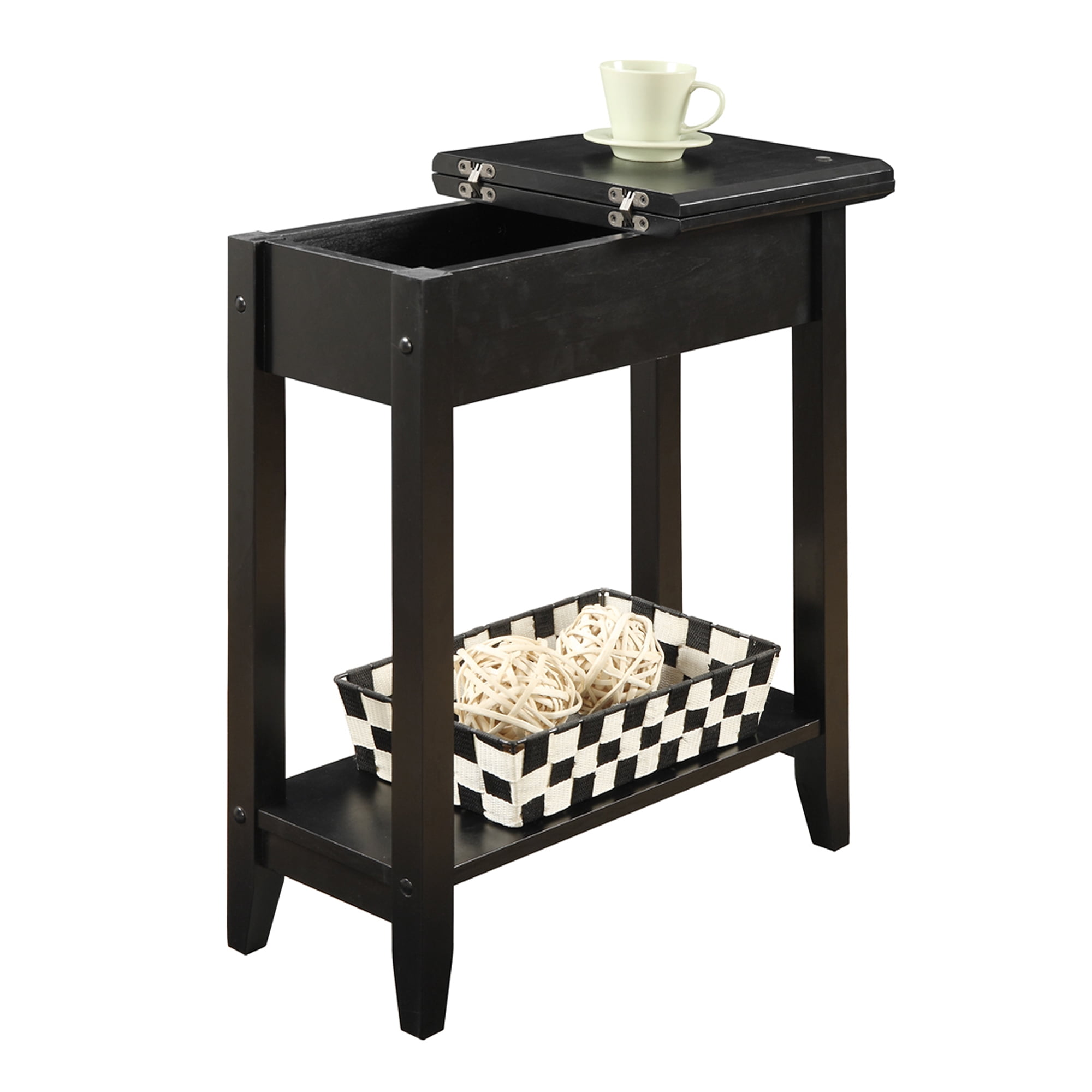 Convenience Concepts American Heritage 24 in. Tall Flip Top End Table, Black