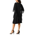 thumbnail image 3 of DARING DIVA Women's Fall 3/4 Sleeve V Neck Chiffon Cape Overlay Dress S Black, 3 of 7