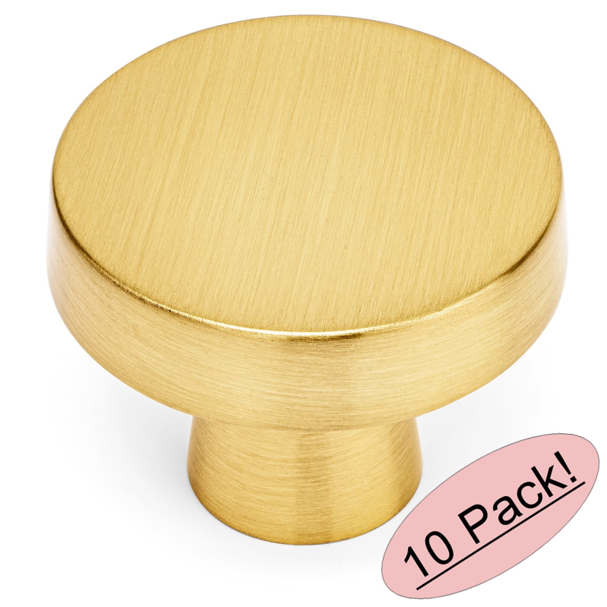 10 Pack - Cosmas 5234BB Brushed Brass Contemporary Round Cabinet Knob Diameter 1-1/4'