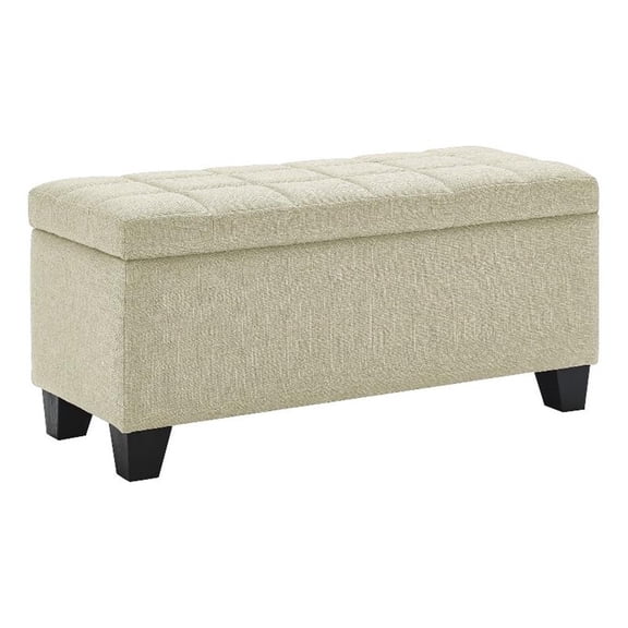 Pemberly Row Modern Fabric Upholstered Rectangular Storage Ottoman Bench Beige