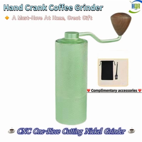 Hand Crank Coffee Grinder, CNC One-Piece Cutting Nickel Grinder, A Must-Have At Home, Great Gift
