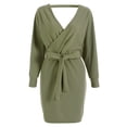 thumbnail image 4 of Mini Vestido De Suéter, Vestido De Punto De Abrigo Súper Suave De Manga Larga De Murciélago De Moda Con Cinturón Para Primavera Invierno Otoño ANGGREK Otros, 4 of 5