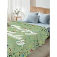 thumbnail image 4 of Happy Birthday Full Size Flat Sheet, Wrinkleproof & Fadeproof Cooling Flat Bed Sheet Only, Sage Green Modern Abstract Art Breathable Soft Bedding Top Sheets 81 x 96 Inches, 4 of 8