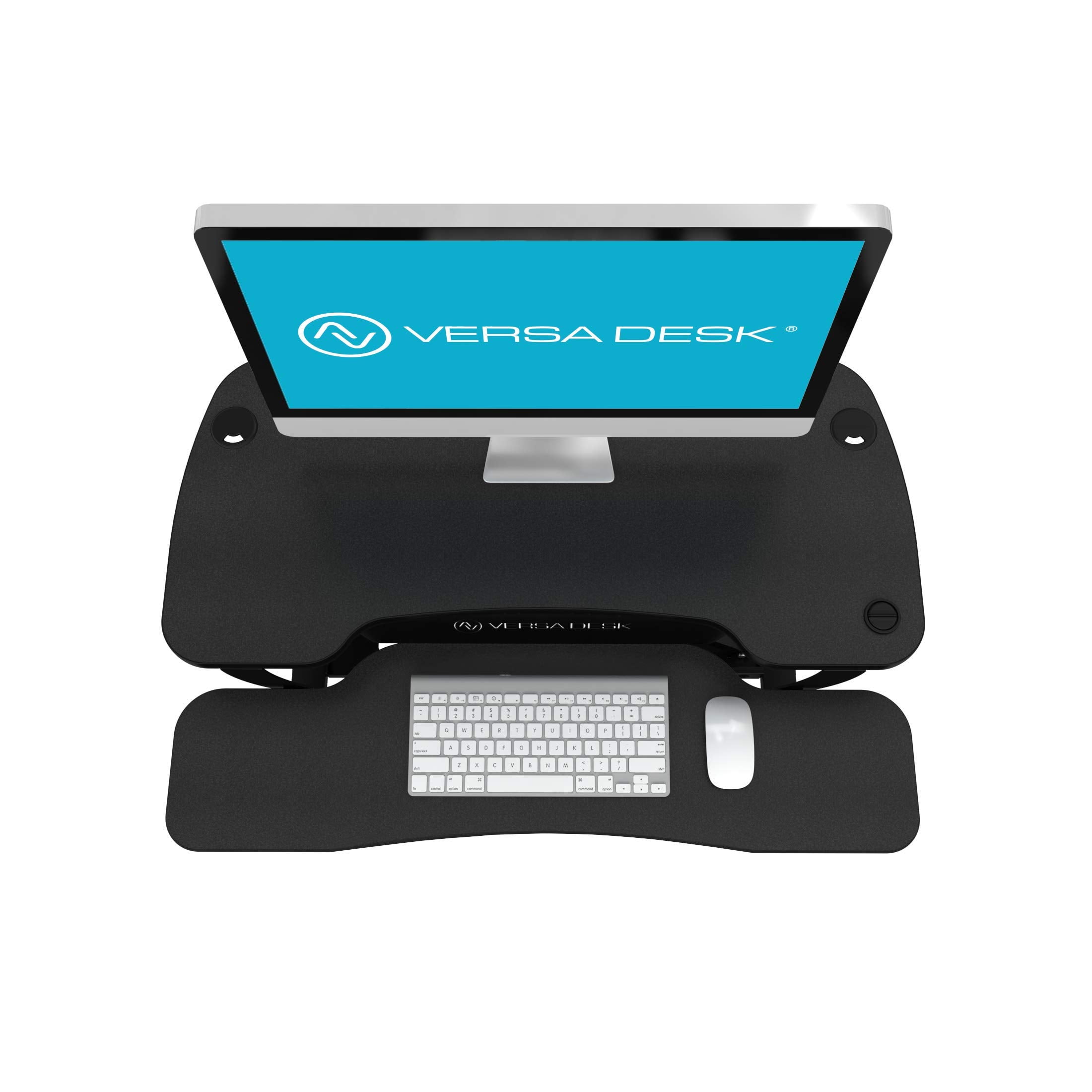 VersaDesk Power Pro Electric Standing Desk Converter - Mdf & Metal, Height Adjustable Sit-Stand Riser with Keyboard Tray, Push Button | Black, 36"x24"