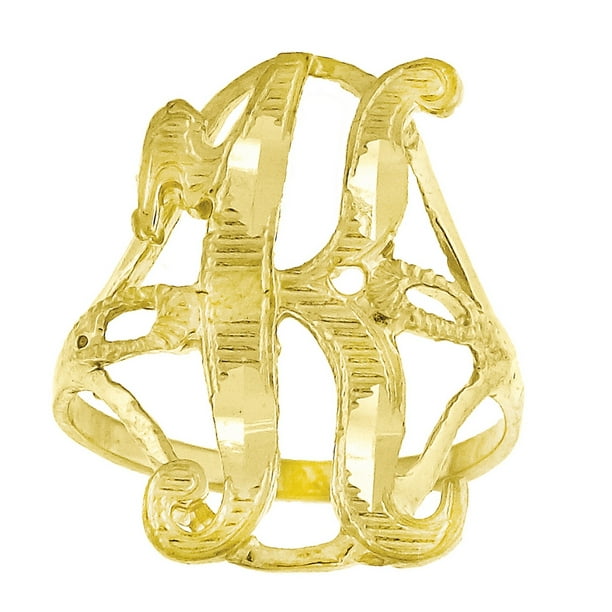 JewelryWeb - 10k Yellow Gold Womens Initial K Ring - 2.0 Grams ...