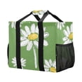 thumbnail image 2 of Large Hand-Held Storage Bag Kitchen Reusable Grocery Bags， Travel Tote Bags， Waterproof Tote，Laundry Bag，Beach Bag， Pool Bag Green Chrysanthemum, 2 of 8
