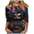 thumbnail image 3 of QATAINLAV Summer Savings Womens Mardi Gras Shirts 3/4 Length Sleeve Crewneck Tee Top Funny Graphic Print 2025 Fashion Carnival Party Blouses Multicolor M, 3 of 6