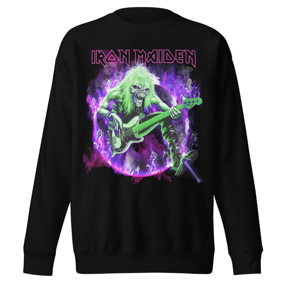 Iron Maiden Purple - Small Guitar Jumbo Print Unisex Sweatshirt - Black - Small